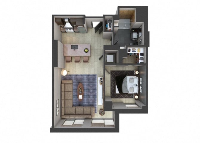 3D floor plan image for apartment U510 at Randolph Perimeter